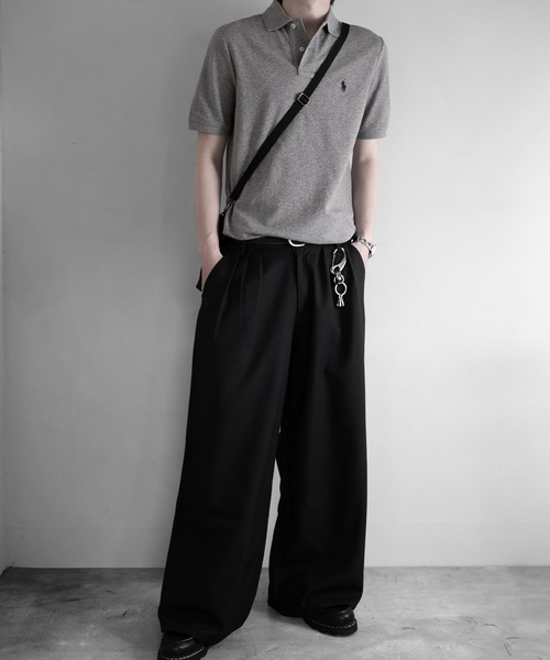 RUUBON(ルーボン)の「【RUUBON】3tuck straight wide pants/スリータック ストレートワイドパンツ(スラックス・メンズ・ブラック/グレー/ブラック系1・L/M/S)」の22枚目の写真