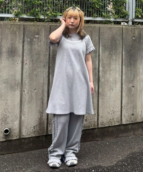 Candy Stripper(キャンディストリッパー)の「FLOWER WAFFLE LAYERED パンツ(その他パンツ・レディース・アイボリー/グレー/オフホワイト・FREE)」の16枚目の写真