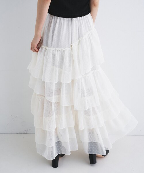 CODE A(コードエー)の「M dramatic dot tulle skirt(スカート・レディース・ホワイト/ブラック・36/34)」の6枚目の写真