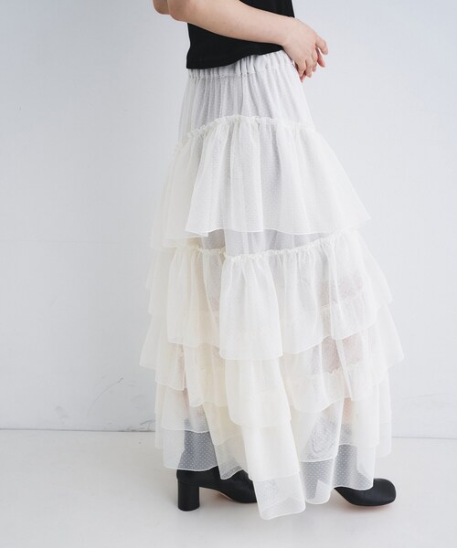 CODE A(コードエー)の「M dramatic dot tulle skirt(スカート・レディース・ホワイト/ブラック・36/34)」の7枚目の写真