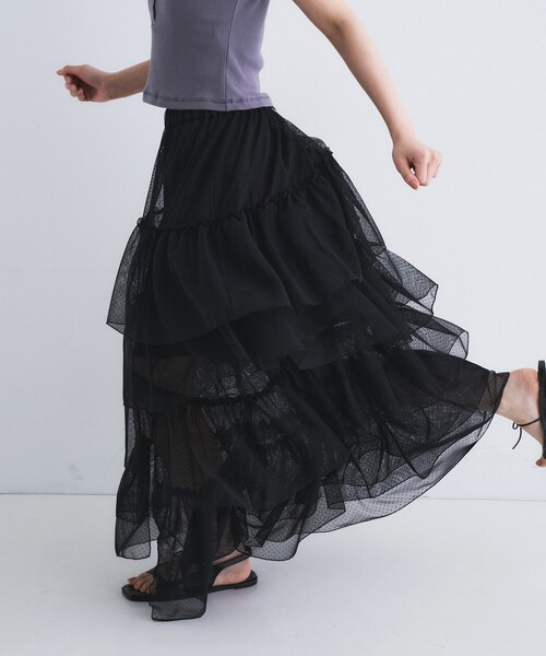 CODE A(コードエー)の「M dramatic dot tulle skirt(スカート・レディース・ホワイト/ブラック・36/34)」の13枚目の写真