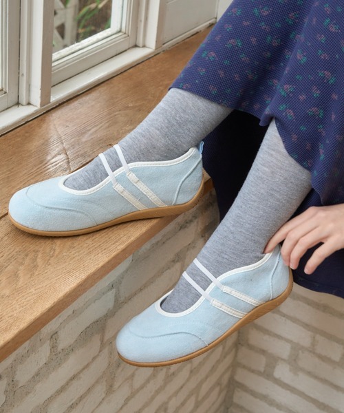 Birthday room(バースデイルーム)の「ラインストラップバレエスニーカー/Line strap ballet sneakers(スニーカー・レディース・アイボリー/ライトブルー/ピンク・SMALL/MEDIUM/LARGE)」の2枚目の写真