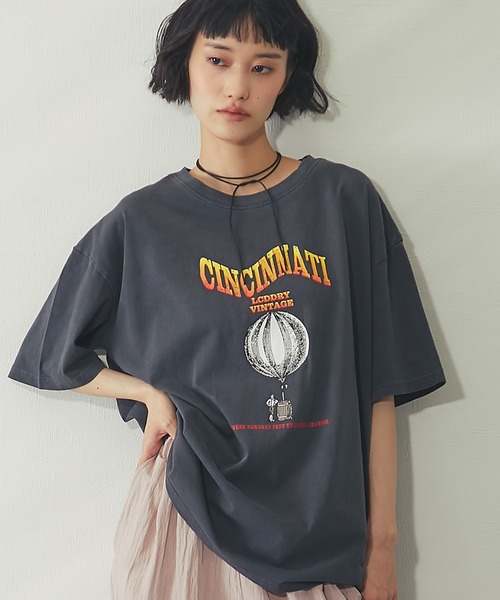ed3n ロンT black S サイズ ヴィンテージプリントオーバーサイズロンT（Tシャツ/カットソー