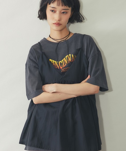 ANOTHER S(アナザーエス)の「ヴィンテージプリントオーバーサイズロンT(Tシャツ/カットソー・レディース・チャコールグレー/オレンジ/グレイッシュベージュ・M)」の12枚目の写真