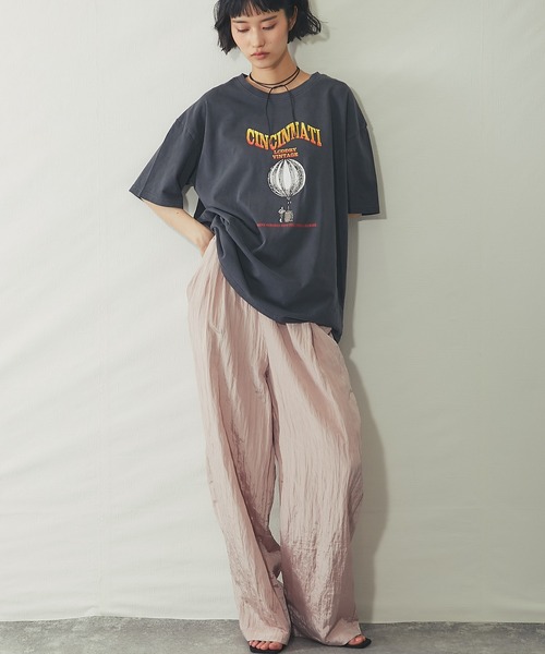 ANOTHER S(アナザーエス)の「ヴィンテージプリントオーバーサイズロンT(Tシャツ/カットソー・レディース・チャコールグレー/オレンジ/グレイッシュベージュ・M)」の14枚目の写真