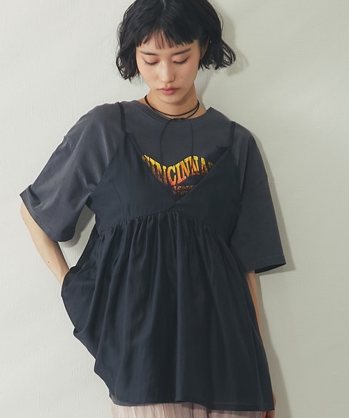 ANOTHER S(アナザーエス)の「ヴィンテージプリントオーバーサイズロンT(Tシャツ/カットソー・レディース・チャコールグレー/オレンジ/グレイッシュベージュ・M)」の15枚目の写真