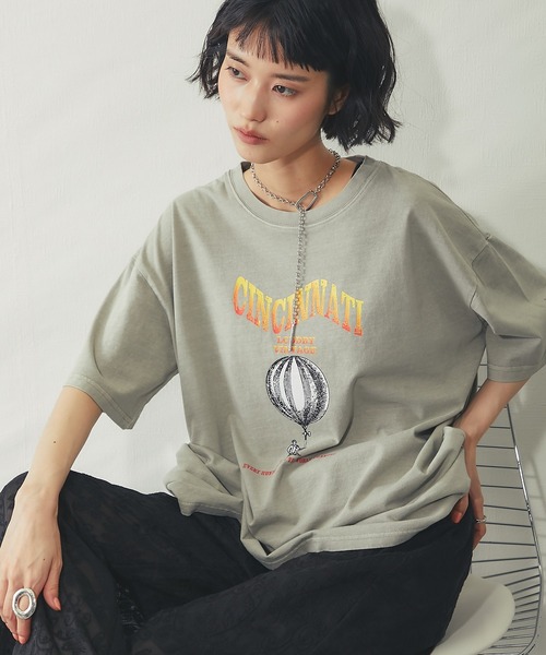 ANOTHER S(アナザーエス)の「ヴィンテージプリントオーバーサイズロンT(Tシャツ/カットソー・レディース・チャコールグレー/オレンジ/グレイッシュベージュ・M)」の22枚目の写真