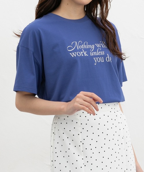 Honeys(ハニーズ)の「【ハニさら・接触冷感・UVカット】ロゴプリントTシャツ(Tシャツ/カットソー・レディース・オレンジ系その他2/ブラック/アイボリー/ブルー/ブラウン・L/LL/M/S)」の4枚目の写真