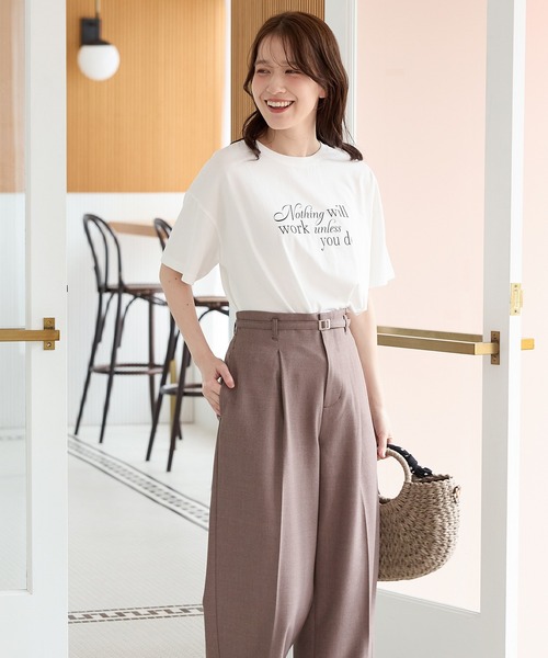 Honeys(ハニーズ)の「【ハニさら・接触冷感・UVカット】ロゴプリントTシャツ(Tシャツ/カットソー・レディース・オレンジ系その他2/ブラック/アイボリー/ブルー/ブラウン・L/LL/M/S)」の9枚目の写真