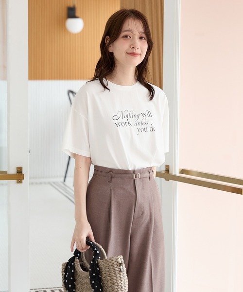Honeys(ハニーズ)の「【ハニさら・接触冷感・UVカット】ロゴプリントTシャツ(Tシャツ/カットソー・レディース・オレンジ系その他2/ブラック/アイボリー/ブルー/ブラウン・L/LL/M/S)」の10枚目の写真