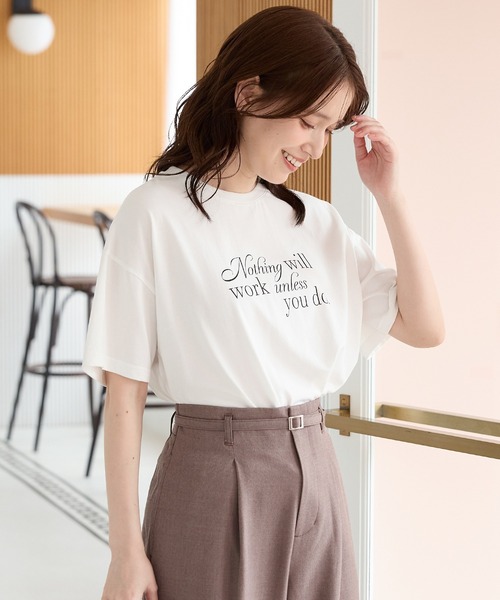 Honeys(ハニーズ)の「【ハニさら・接触冷感・UVカット】ロゴプリントTシャツ(Tシャツ/カットソー・レディース・オレンジ系その他2/ブラック/アイボリー/ブルー/ブラウン・L/LL/M/S)」の11枚目の写真