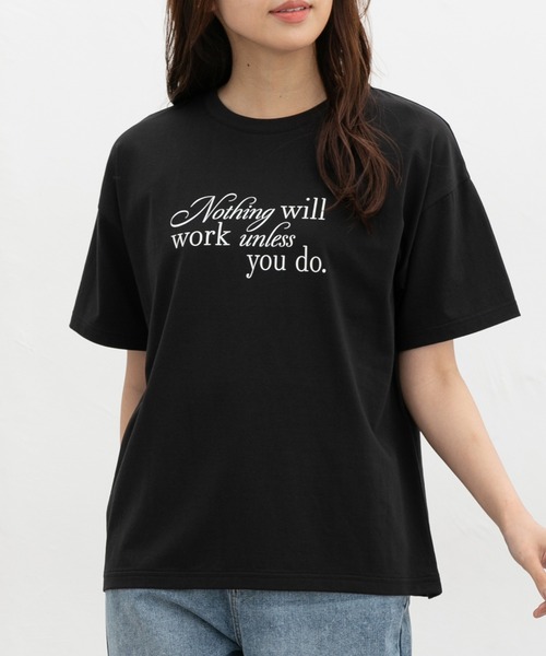 Honeys(ハニーズ)の「【ハニさら・接触冷感・UVカット】ロゴプリントTシャツ(Tシャツ/カットソー・レディース・オレンジ系その他2/ブラック/アイボリー/ブルー/ブラウン・L/LL/M/S)」の13枚目の写真