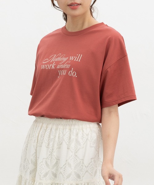 Honeys(ハニーズ)の「【ハニさら・接触冷感・UVカット】ロゴプリントTシャツ(Tシャツ/カットソー・レディース・オレンジ系その他2/ブラック/アイボリー/ブルー/ブラウン・L/LL/M/S)」の17枚目の写真
