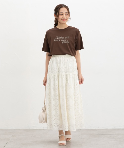 Honeys(ハニーズ)の「【ハニさら・接触冷感・UVカット】ロゴプリントTシャツ(Tシャツ/カットソー・レディース・オレンジ系その他2/ブラック/アイボリー/ブルー/ブラウン・L/LL/M/S)」の18枚目の写真