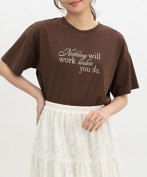Honeys(ハニーズ)の「【ハニさら・接触冷感・UVカット】ロゴプリントTシャツ(Tシャツ/カットソー・レディース・オレンジ系その他2/ブラック/アイボリー/ブルー/ブラウン・L/LL/M/S)」の19枚目の写真