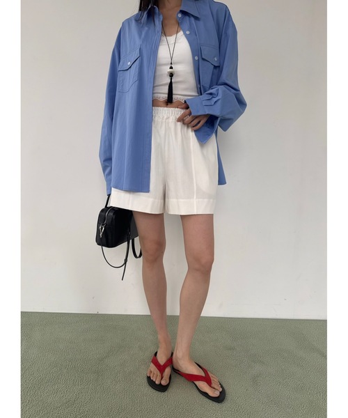Didot.showroom（ディドット ショールーム）の「ヘリンボーンコットンショートパンツ（その他パンツ・レディース・アイボリー/カーキ/ネイビー・FREE）」の2枚目の写真