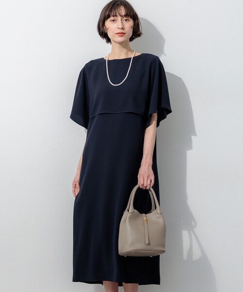 ストレッチジョーゼット ケープ風ワンピース（ワンピース）｜23区 L