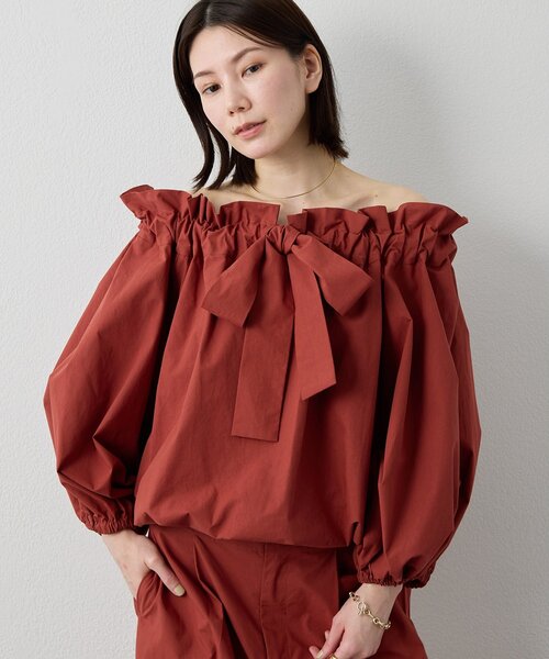 完売！Whim Gazette タイプライターギャザーブラウス 2024ss Whim Gazette(ウィム ガゼット)｜コットンタイプライターギャザー