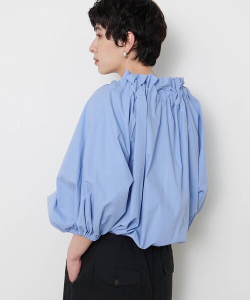 Whim Gazette(ウィムガゼット)の「コットンタイプライターギャザーブラウス/セットアップ可(シャツ/ブラウス・レディース・ブラック/サックスブルー/オフホワイト/バーガンディー・FREE)」の18枚目の写真