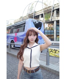Sailor color knit tops