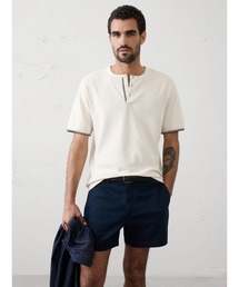 BANANA REPUBLIC FACTORY STORE スタンダードフィット テクスチャード ティップド ヘンリーTシャツ
