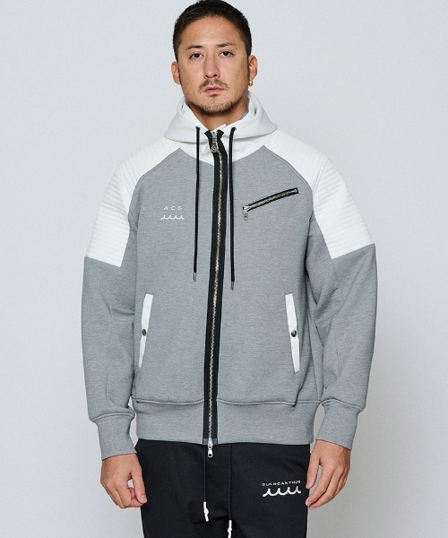 ACANTHUS(アカンサス)の「mpa4125-Double-knit Biker parka ジップアップバイカーパーカー(MA2652)(パーカー・メンズ・ブラック/グレー/ホワイト・XL/L/M/S)」の3枚目の写真