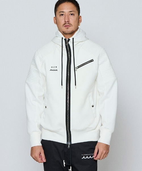 ACANTHUS(アカンサス)の「mpa4125-Double-knit Biker parka ジップアップバイカーパーカー(MA2652)(パーカー・メンズ・ブラック/グレー/ホワイト・XL/L/M/S)」の1枚目の写真