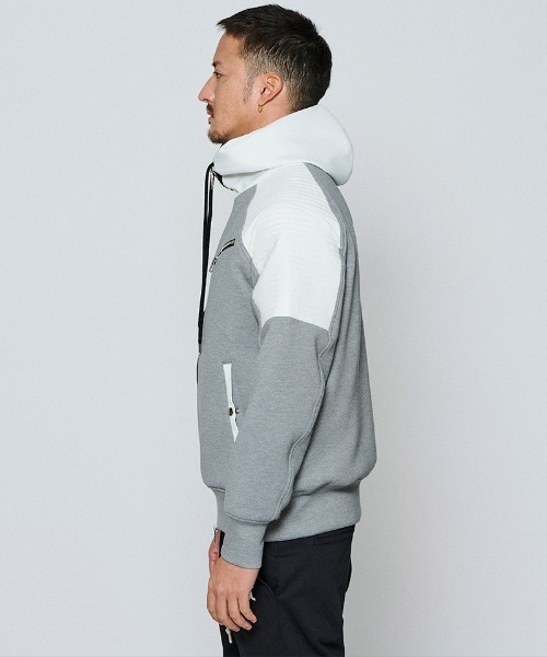 ACANTHUS(アカンサス)の「mpa4125-Double-knit Biker parka ジップアップバイカーパーカー(MA2652)(パーカー・メンズ・ブラック/グレー/ホワイト・XL/L/M/S)」の7枚目の写真