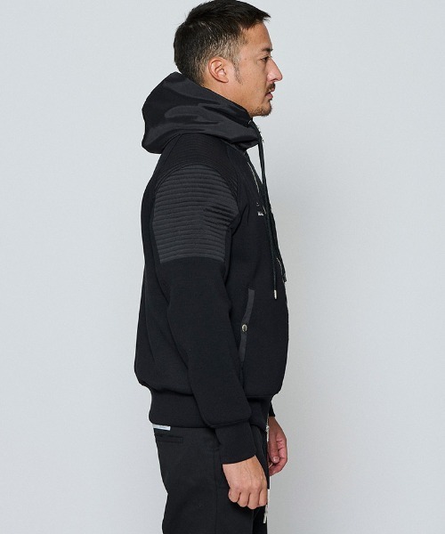 ACANTHUS(アカンサス)の「mpa4125-Double-knit Biker parka ジップアップバイカーパーカー(MA2652)(パーカー・メンズ・ブラック/グレー/ホワイト・XL/L/M/S)」の12枚目の写真