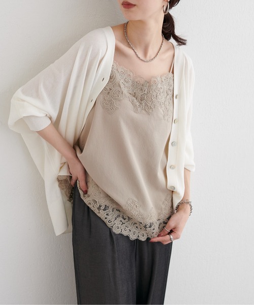 LARUTA(ラルータ)の「【LARUTA】ラメドルマンスリットニットカーディガン(カーディガン/ボレロ・レディース・オレンジ/ライトベージュ/ブラック/オフホワイト・FREE)」の1枚目の写真