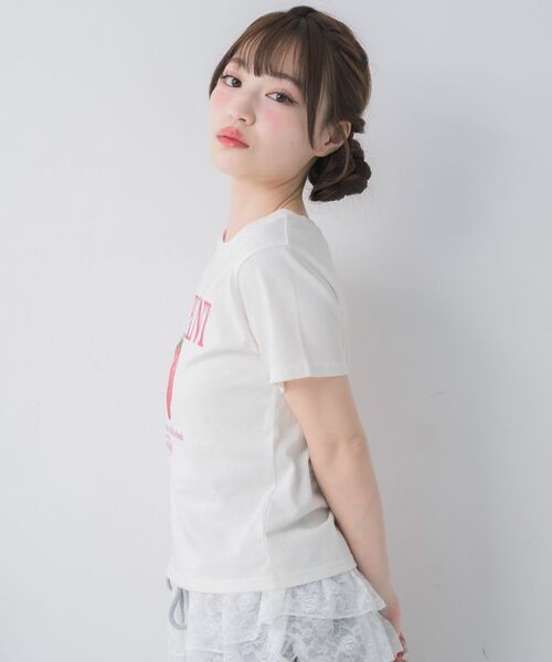 ems excite(エムズエキサイト)の「ストロベリープリントTシャツ(Tシャツ/カットソー・レディース・ホワイト/ピンク/ブラック・FREE)」の8枚目の写真