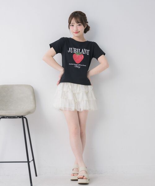 ems excite(エムズエキサイト)の「ストロベリープリントTシャツ(Tシャツ/カットソー・レディース・ホワイト/ピンク/ブラック・FREE)」の17枚目の写真