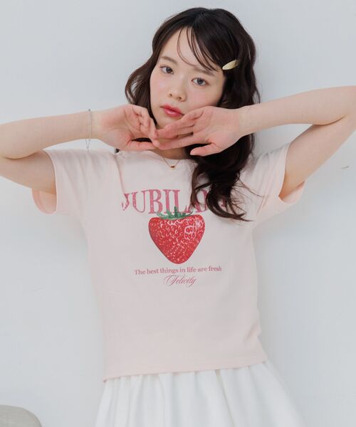 ems excite(エムズエキサイト)の「ストロベリープリントTシャツ(Tシャツ/カットソー・レディース・ホワイト/ピンク/ブラック・FREE)」の21枚目の写真