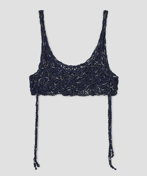 TYPESERVICE（タイプサービス）の「Beaded Strap Knit Top [Navy]（Tシャツ/カットソー・レディース・その他・FREE）」の2枚目の写真