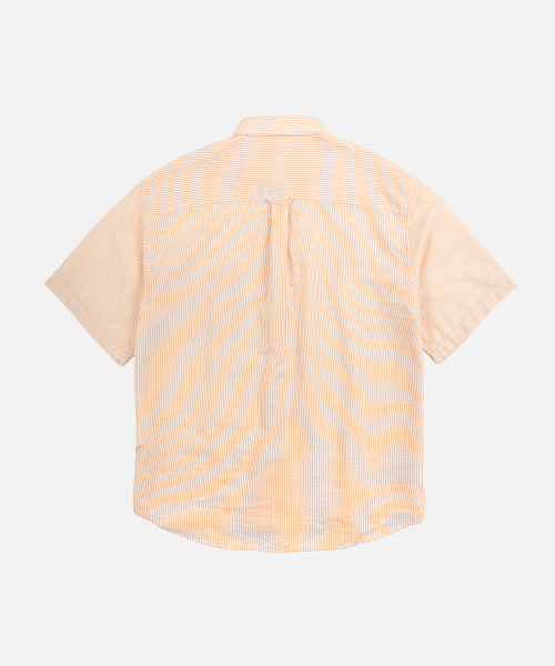 FRIZMWORKS（フリズムワークス）の「OG STRIPE SEERSUCKER HALF SHIRT _ ORANGE（シャツ/ブラウス・メンズ・その他・SMALL/MEDIUM/LARGE/X-LARGE）」の2枚目の写真