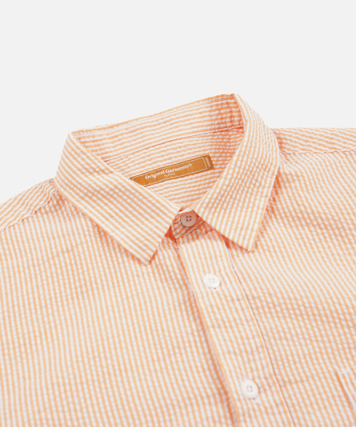 FRIZMWORKS（フリズムワークス）の「OG STRIPE SEERSUCKER HALF SHIRT _ ORANGE（シャツ/ブラウス・メンズ・その他・SMALL/MEDIUM/LARGE/X-LARGE）」の3枚目の写真