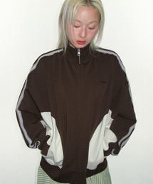 LACE TRACK ZIP-UP BROWN