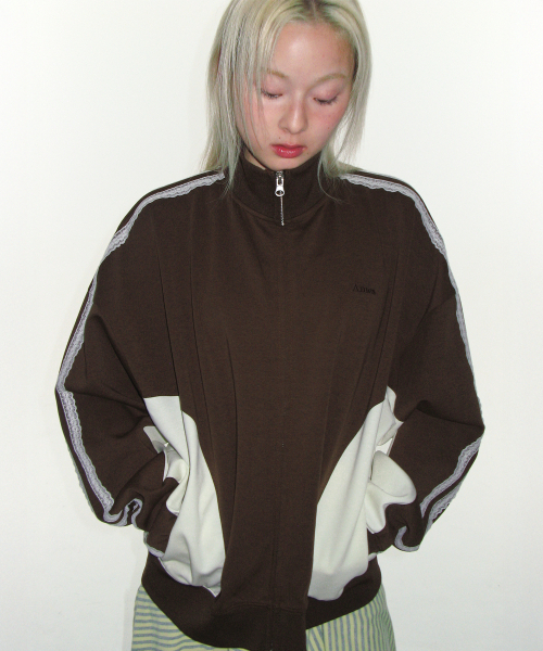 AMESWORLDWIDE(アメスワールドワイド)の「LACE TRACK ZIP-UP BROWN(その他アウター・レディース・その他・FREE)」の1枚目の写真