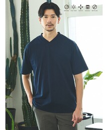 【SMART CLOSET/WEB限定】シルケット天竺 Vネック 半袖Tシャツ / 接触冷感 / 遮熱