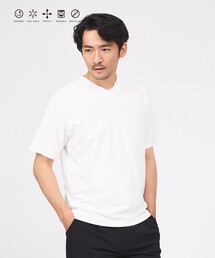 【SMART CLOSET/WEB限定】シルケット天竺 Vネック 半袖Tシャツ / 接触冷感 / 遮熱