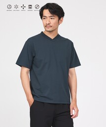 【SMART CLOSET/WEB限定】シルケット天竺 Vネック 半袖Tシャツ / 接触冷感 / 遮熱