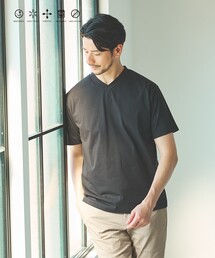 【SMART CLOSET/WEB限定】シルケット天竺 Vネック 半袖Tシャツ / 接触冷感 / 遮熱