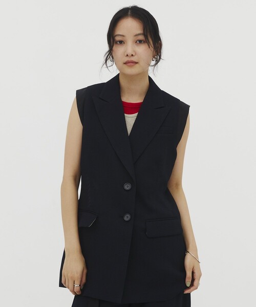 UNITED TOKYO(ユナイテッドトウキョウ)の「【冷房対策】ショルダーポイントメッシュジレ|オフィスカジュアル/夏服/細見え/ウォッシャブル/セットアップ/防シワ/軽量(テーラードジャケット・レディース・ブラック/マルチ・FREE)」の7枚目の写真