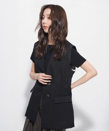 【冷房対策】ショルダーポイントメッシュジレ|オフィスカジュアル/夏服/細見え/ウォッシャブル/セットアップ/防シワ/軽量