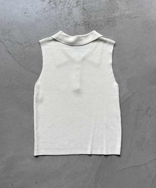 Rohwel(ローウェル)の「Soft Rib Polo Tank / ソフトリブポロタンク(ポロシャツ・レディース・ブラック/グレー/アイボリー・FREE)」の10枚目の写真