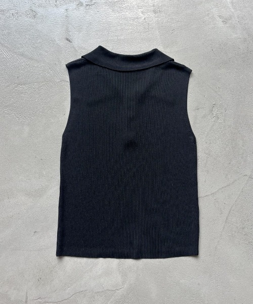 Rohwel(ローウェル)の「Soft Rib Polo Tank / ソフトリブポロタンク(ポロシャツ・レディース・ブラック/グレー/アイボリー・FREE)」の14枚目の写真