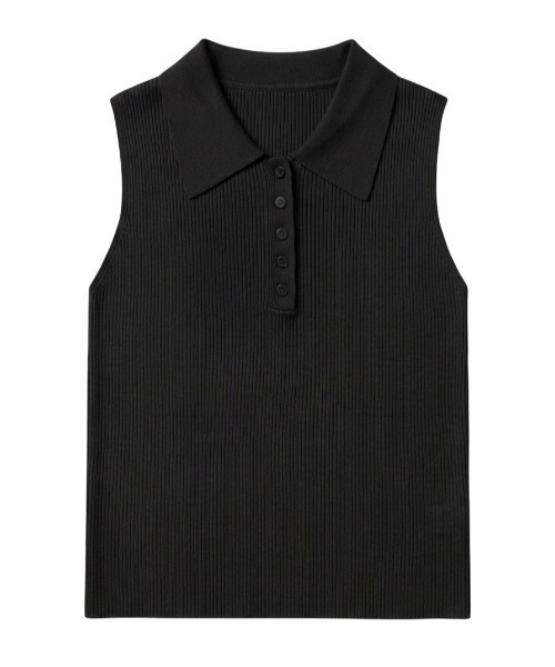 Rohwel(ローウェル)の「Soft Rib Polo Tank / ソフトリブポロタンク(ポロシャツ・レディース・ブラック/グレー/アイボリー・FREE)」の12枚目の写真