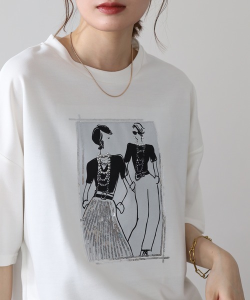 FUNALIVE(ファンアライブ)の「ペアースパンコールGirlワイドTシャツ 半端袖(Tシャツ/カットソー・レディース・ブラック/オフホワイト/チャコールグレー・L/M)」の21枚目の写真