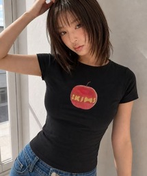 アップルモチーフコンパクト半袖Tシャツ
