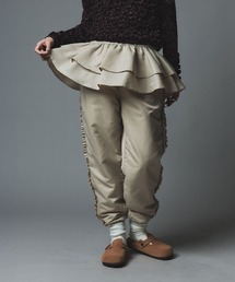 【W:Huku / ナイロンオックス】キルティング フリル パンツ / Nylon Oxford Quilted Frill Pants